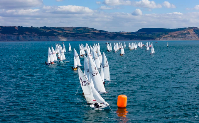 Firefly National Champs 2025, rounding a leeward mark.