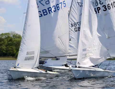 "Five - four - three....." Flying Fifteens approach the start-line Flying Fifteens approaching a start-line