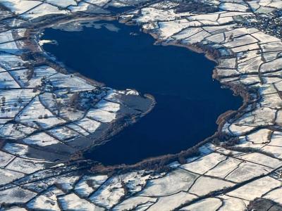 Aerial photo of Llangorse Lake taken on 5th January 2026.