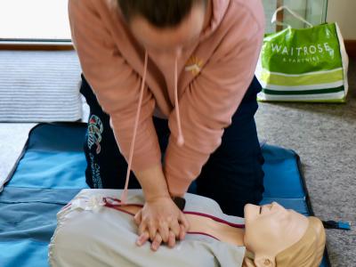 RYA First Aid Instructor, Dr Jess Annett, demonstrates CPR
